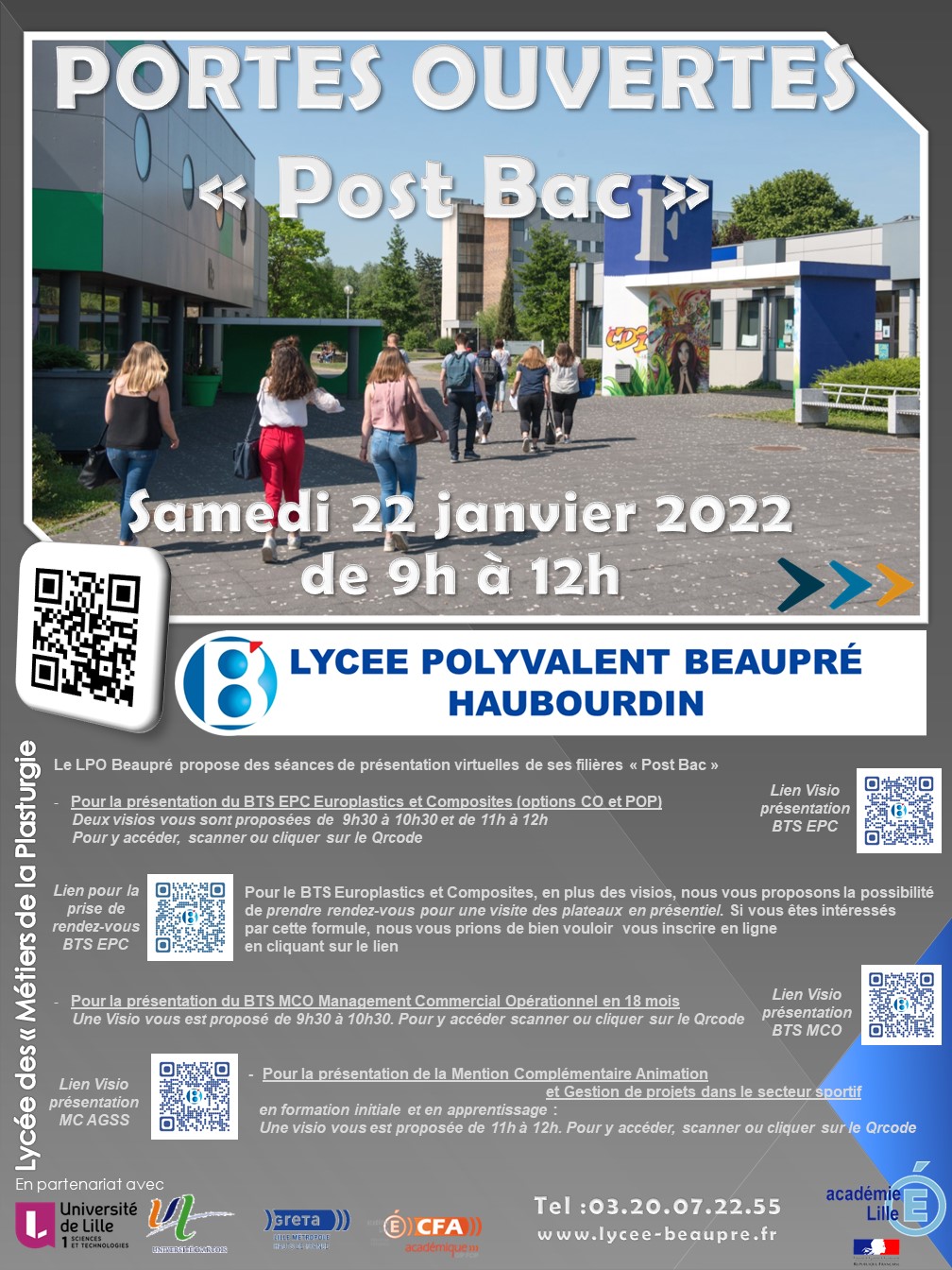 Affiche JPO post bac 2022 LPO Beaupré Haubourdin